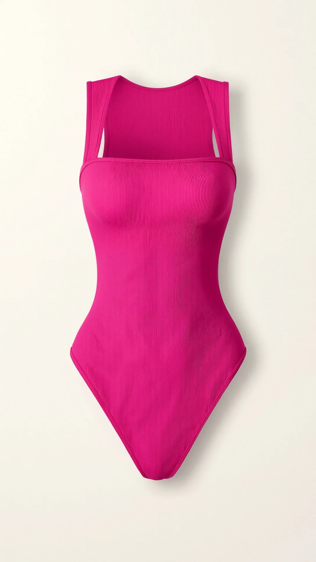 Ribbed Square Neck Bodysuit - Nextleian