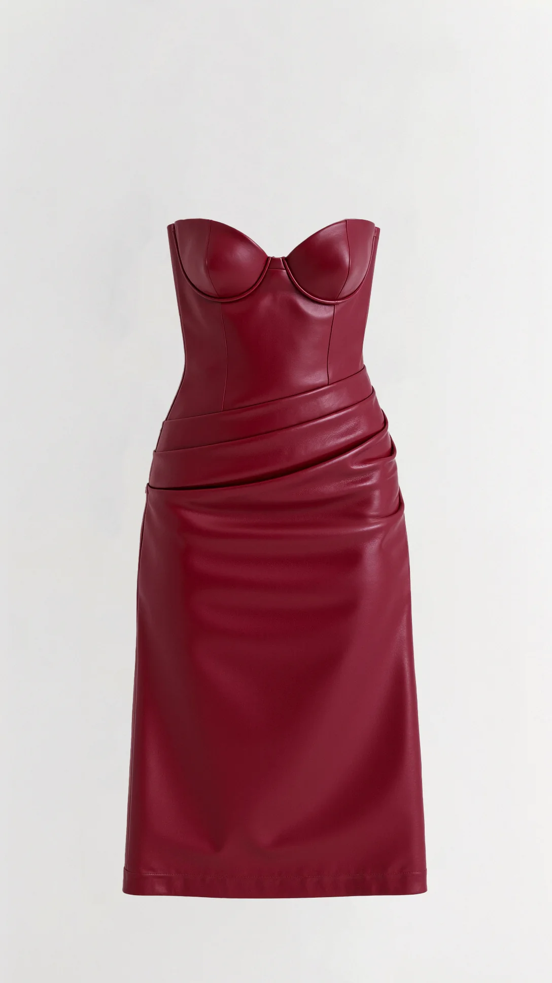 Elara Vegan Leather Midi Dress - Nextleian