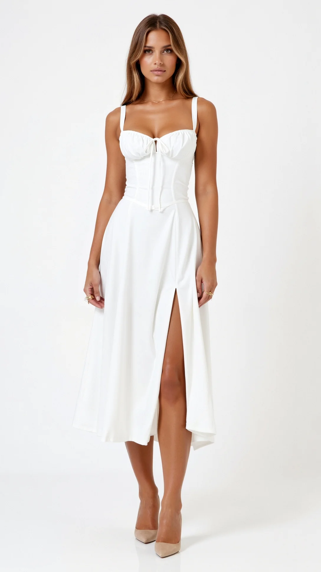 Jade Lace Up Midi Dress - Nextleian