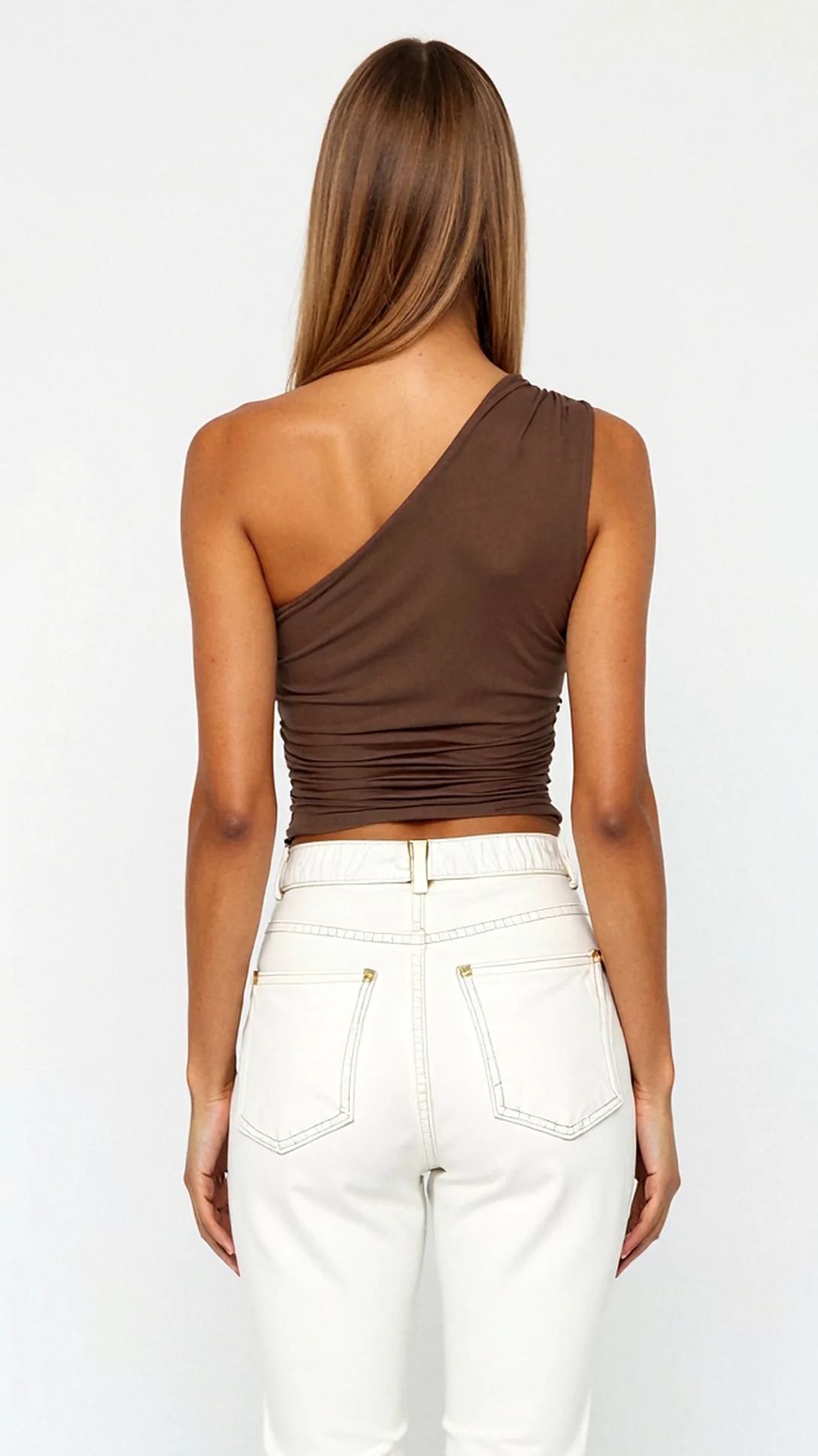 Briony Sleeveless One Shoulder Top - Nextleian