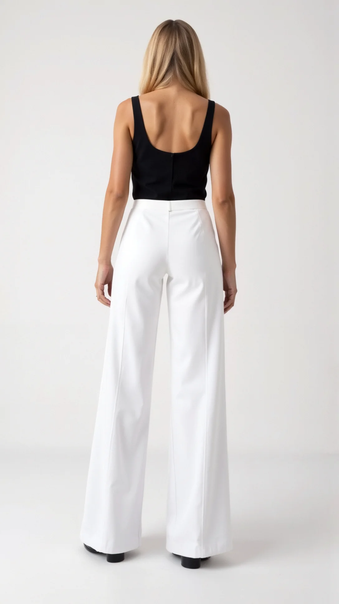 Brooke White Mid Waist Baggy Trousers - Nextleian